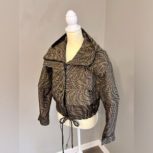 Fendi Canvas Jacquard Printed Shell Jacket — Removable Sleeves